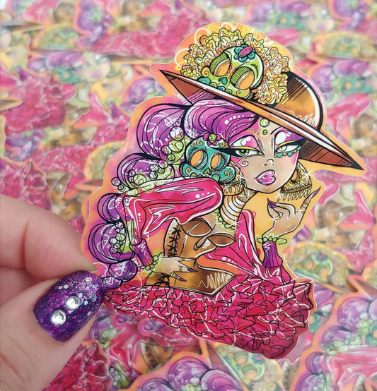 Dead and Fabulous Day of the Dead Sugar Skull Art Sticker