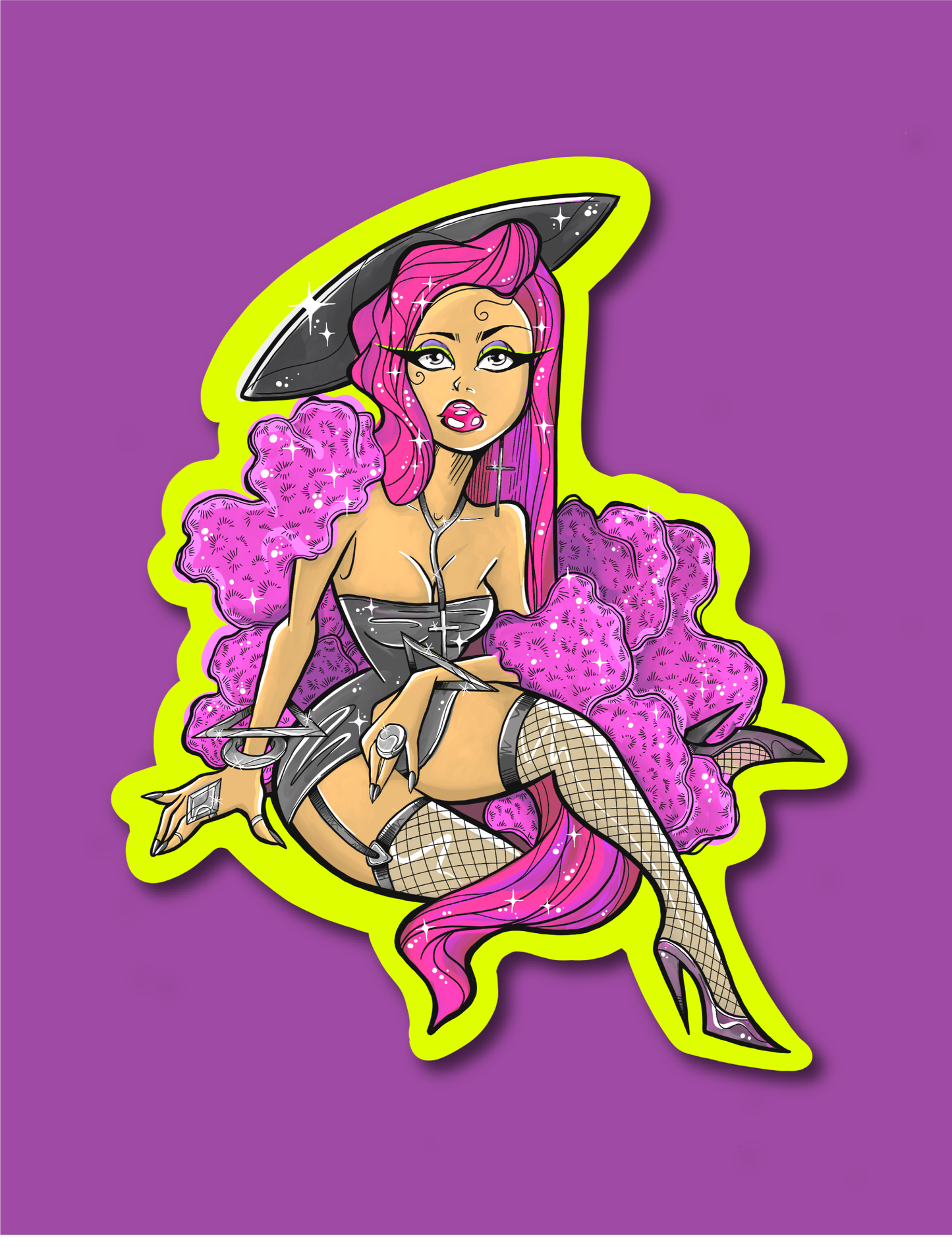 Glam Noir Pinup Girl Sticker
