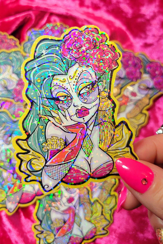 Day of the Dead Sugar Skull Makeup sticker pinup
