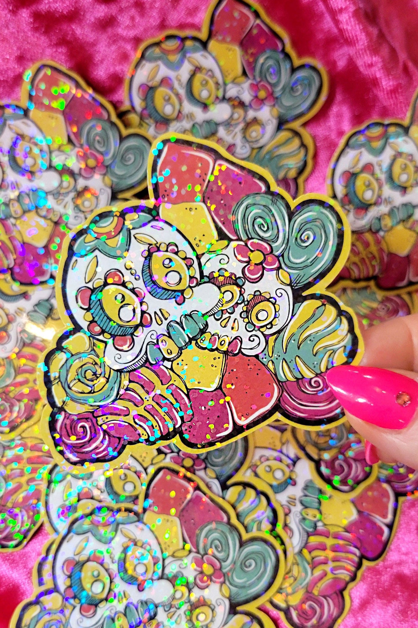 Day of the Dead Sugar Skull Pan Dulce Glitter Sticker