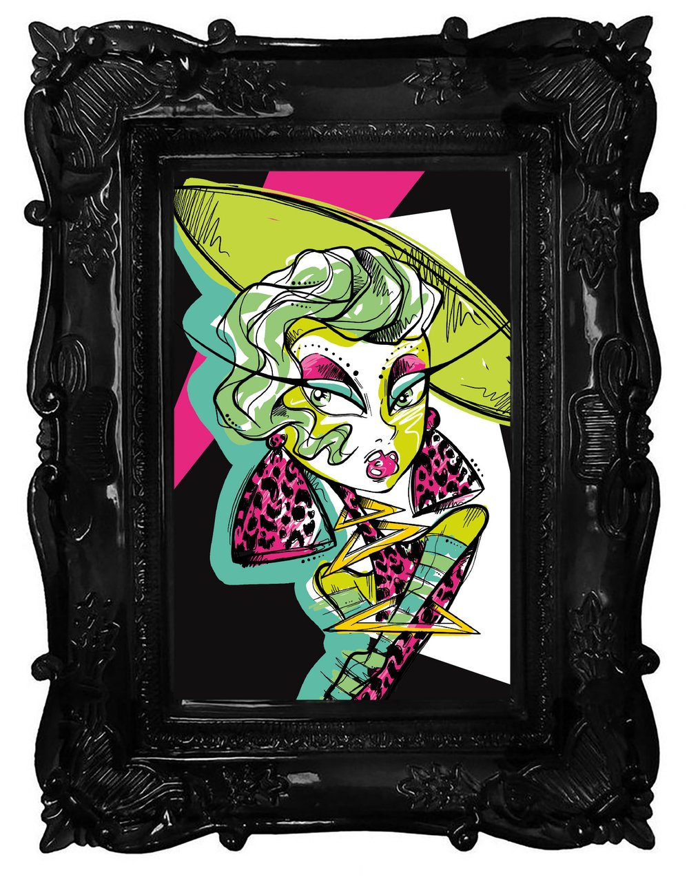 Aesthetika Synthetika Retro Revival Leopard Candy Gloss Art Print