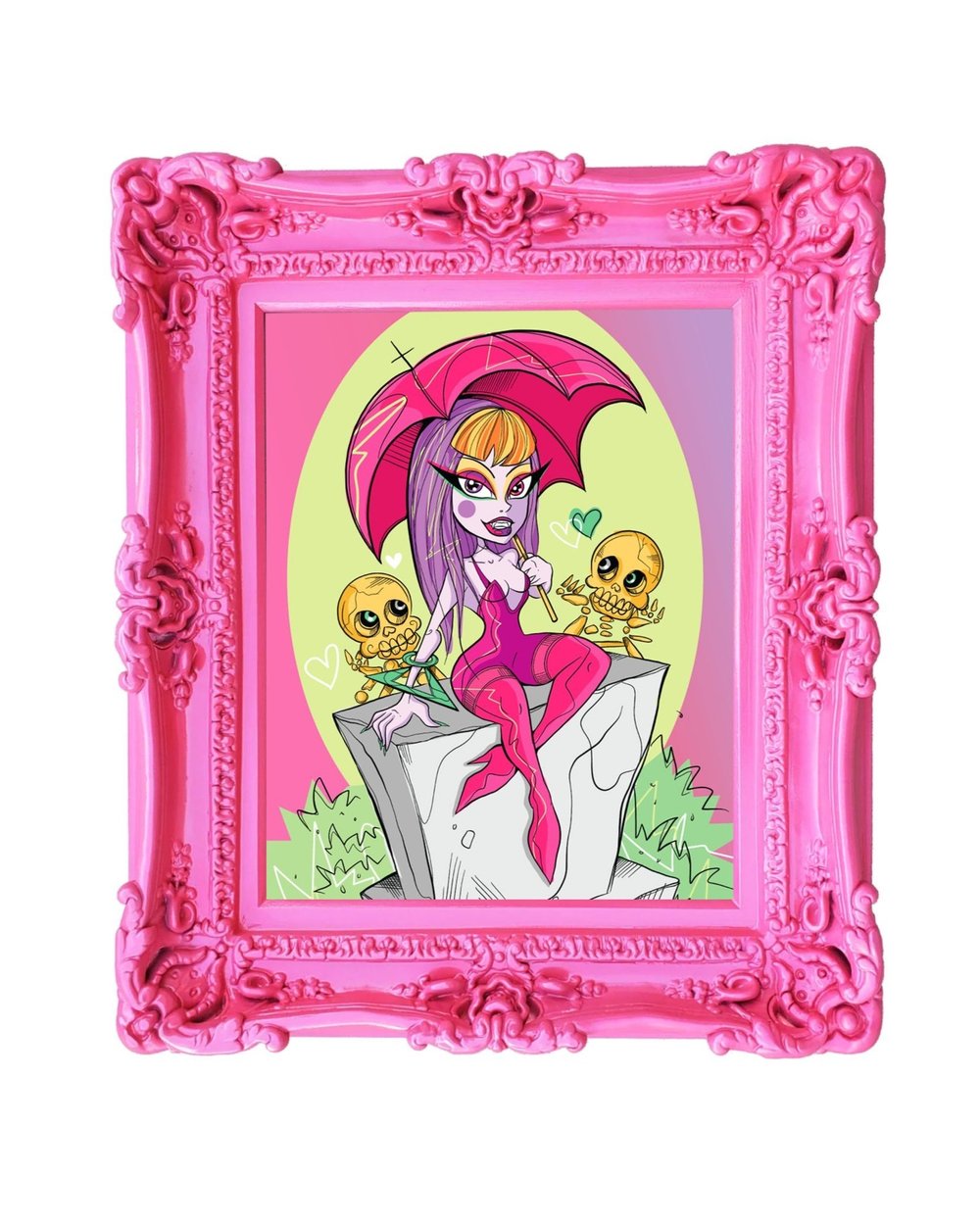Graveyard Girl Vampire Pinup Art Print