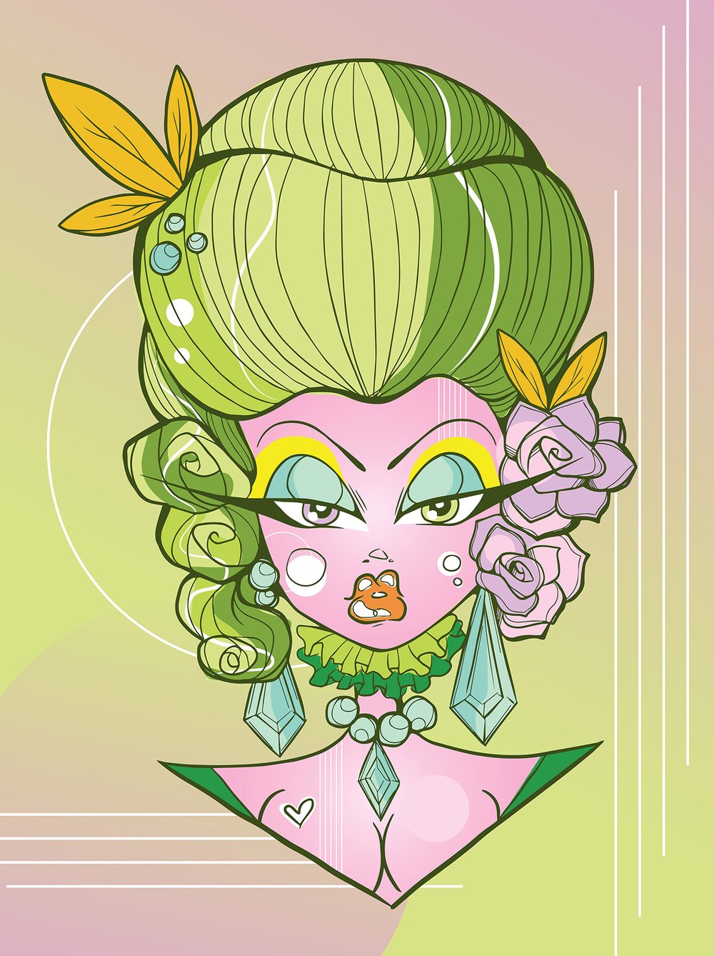 Retro-Futurist Rococo Charlotte Candy Gloss Art Print