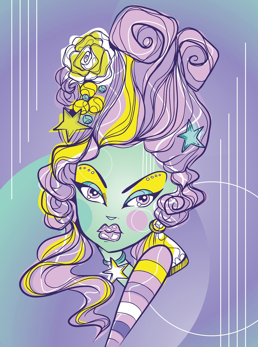 Retro-Futurist Rococo Nanette Candy Gloss Art Print