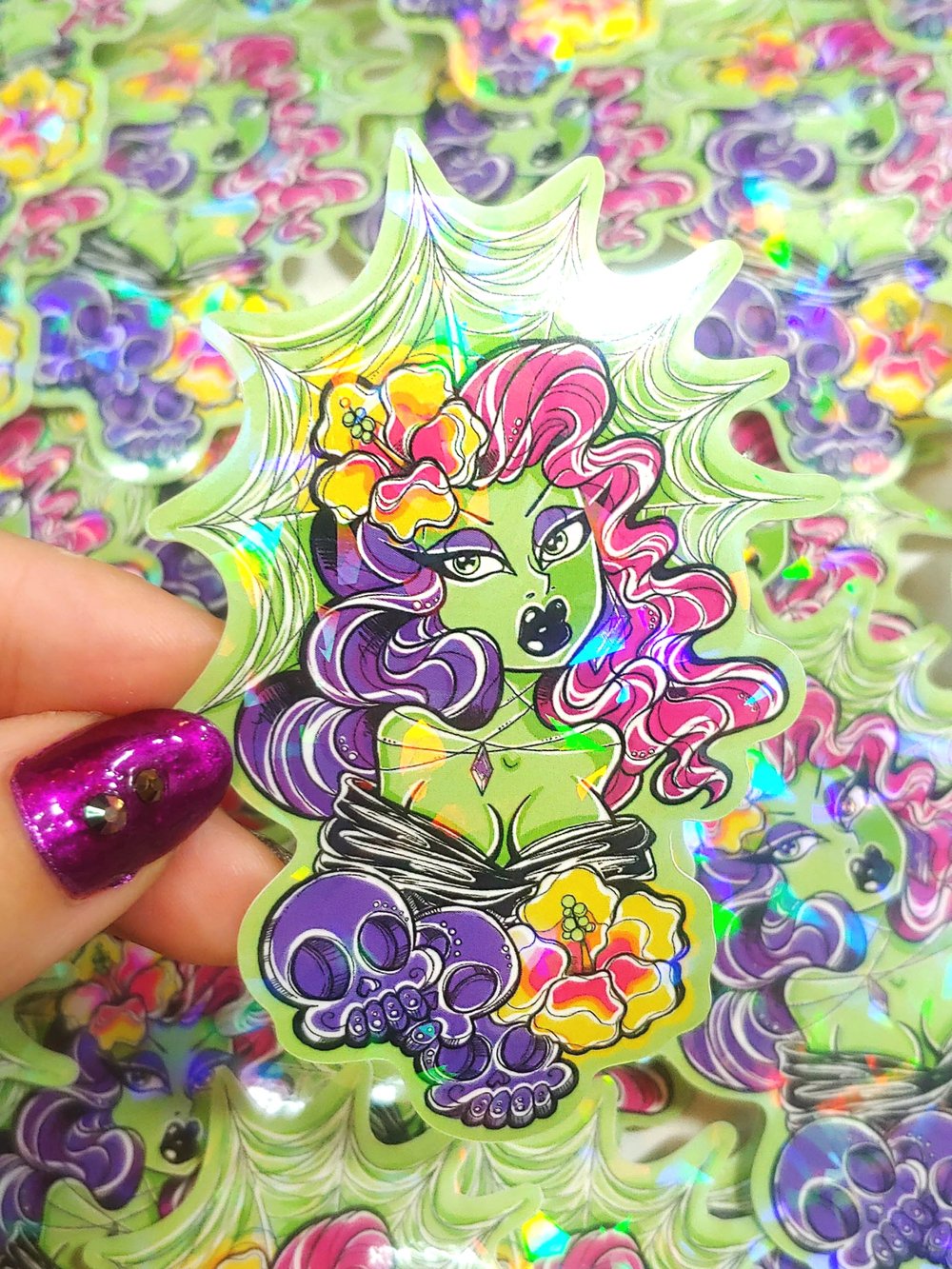 Tropigoth Spiderweb Pinup Girl Sticker