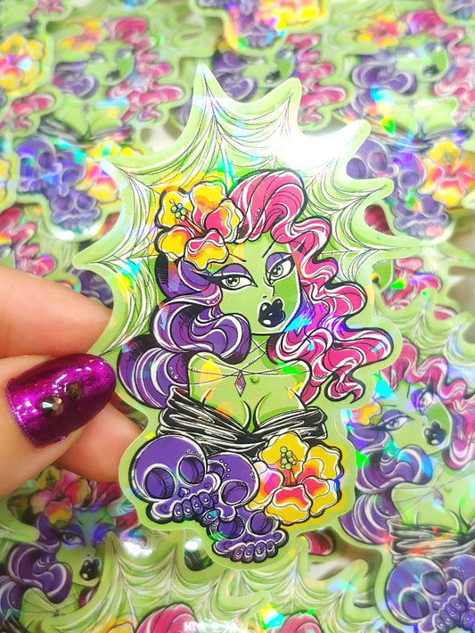 Tropigoth Spiderweb Pinup Girl Sticker