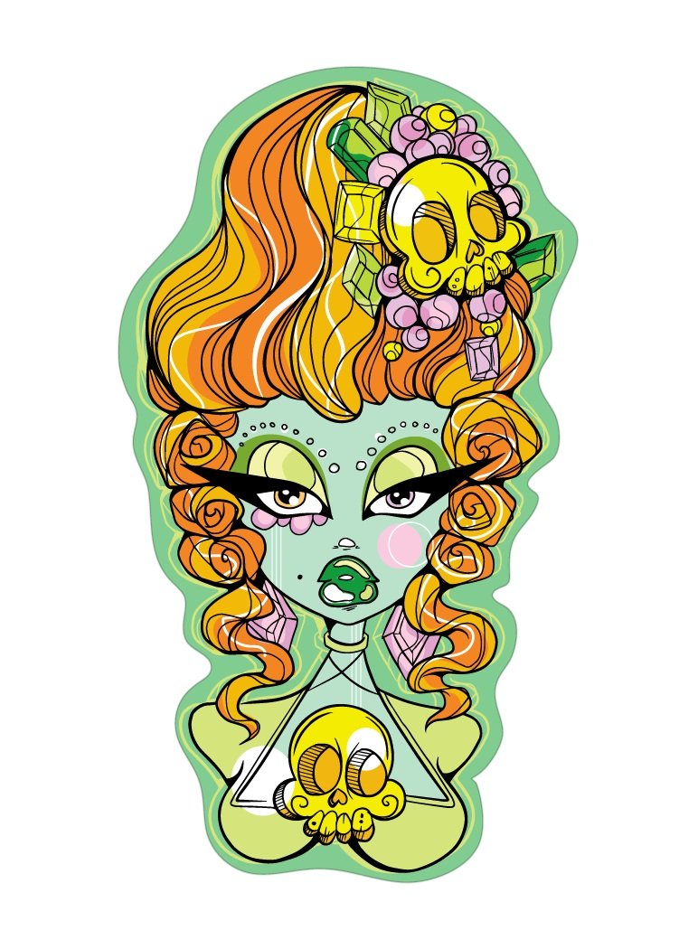 Retro-Futurist Rococo Lulu Sticker