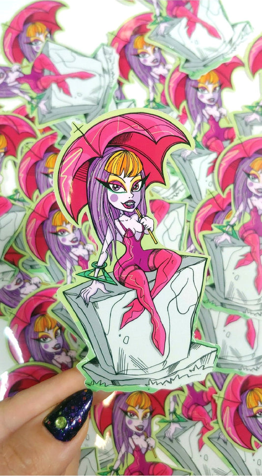 Graveyard Girl Vampire Pinup Sticker