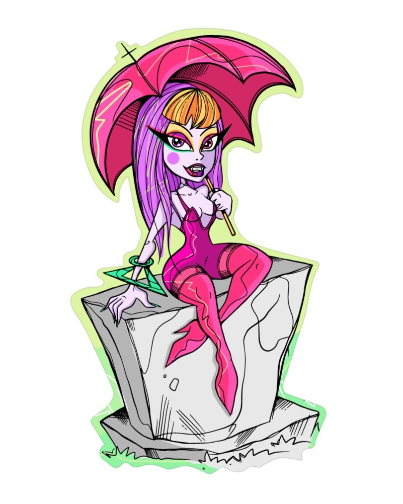 Graveyard Girl Vampire Pinup Sticker